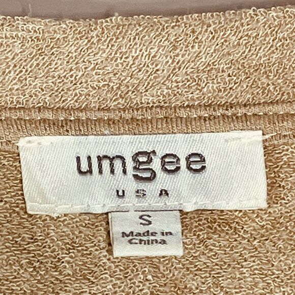 Umgee Tan Beige Fringe Waffle Knit Dolman Sleeve Sweater Size S - Picture 8 of 9